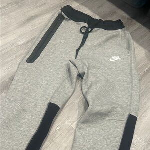 Nike Kids Light Gray and Black Jogger Pants with Zipper Pocket